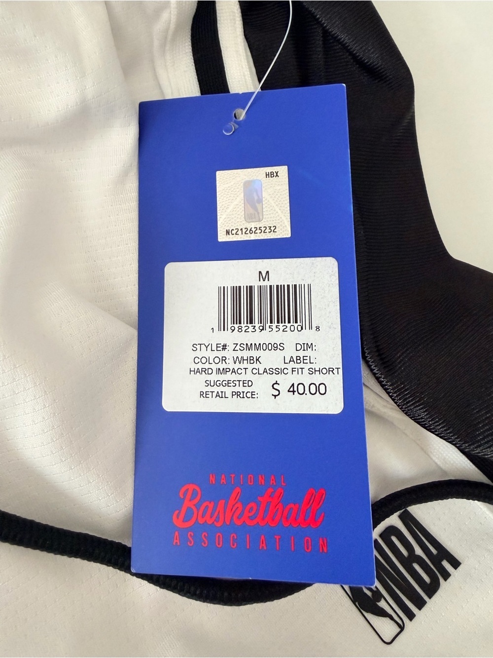 NBA Hard Impact Classic Fit Basketball Shorts White Black Men’s Medium NWT - Picture 7 of 7